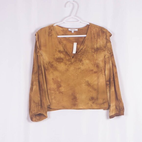 NWT MADEWELL Tie-Dye Ruffle-Shoulder Top Size M - Picture 4 of 10